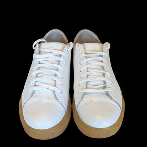 Club Monaco White Leather Sneakers with Tan Soles